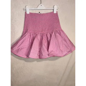 Self Contrast Pink Striped Smocked Ruffle Mini Skirt 100%‎ cotton Barbiecore NEW thumbnail 8