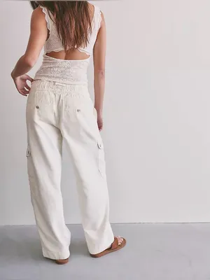 NWOT Free People We The Free Park Ave Pants - ivory - Large thumbnail 5