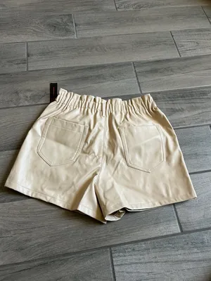 No Boundaries Cream High-Waist Faux Leather Women’s Shorts thumbnail 5