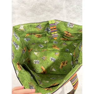 Vintage Handmade Halloween Goblin Wizard Tote Bag Green Orange Striped Spooky thumbnail 12