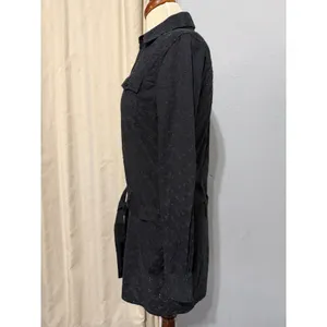 Levis Shirt Dress M Black Eyelet Embroidered Western Tunic‎ Tie Belt Cottagecore thumbnail 2