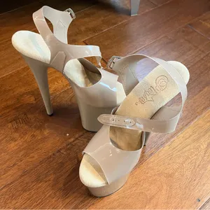 Pleaser Flamingo-808N Jelly 8 Inch heels in nude thumbnail 14