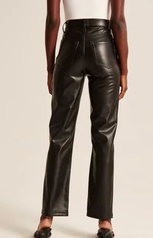 Abercrombie 90s Straight Ultra High Rise Vegan Leather Pants thumbnail 4