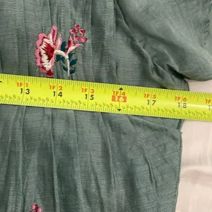 Tularosa Carson Caledon Green Silk Cotton Embroidered Tunic Mini Dress XS thumbnail 9