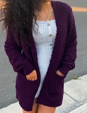 Love Tree Plum Popcorn Texture Cardigan thumbnail 3