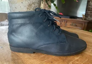 Vintage DaneXX Blue Leather Ankle Boots Size 7N Cuffed at the Ankle thumbnail 1