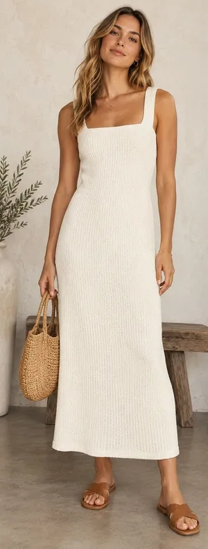 Rachel Pally Janna Ribbed Knit Sweater Dress in Oatmeal Bodycon, Size L thumbnail 1