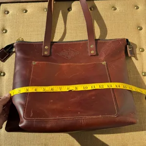 Lifetime Leather Co Brown Leather Large Tote Bag USA Handmade Zip Top thumbnail 10