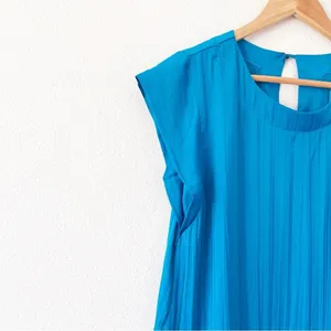 Anthropologie Maeve Blue Pleated Drop Waist Tunic Boho Babydoll Mini Dress thumbnail 4