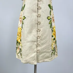 NWOT Farm Rio Linen Sand Garden Cascade Puff Sleeves Mini Dress Size L thumbnail 5