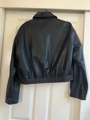 Zara Black Faux Leather Jacket thumbnail 6