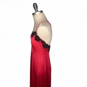 Undercover Wear Vintage Silk Feel Slip Dress Gown Red Black Lace Trim Goth Sexy thumbnail 3