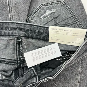 American Eagle highest rise mom jeans size 4 NWT grey distressed denim thumbnail 4