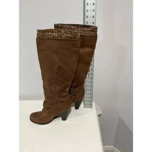 Woman’s Just Fab Waynoka Wide Brown Faux Suede Stacked Winter Boots Size 8w Otk thumbnail 10