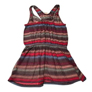 Free People Size XS Baja Stripe Tank Top Maroon Brown Southwestern Boho Vintage thumbnail 3