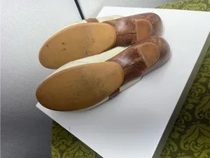 Lux Two-Tone Cream and Brown Leather Slip-On Mules color light mint thumbnail 5