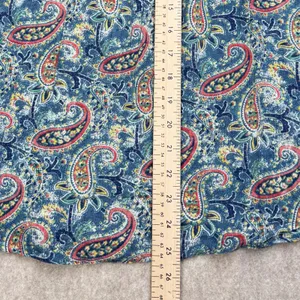 Lauren Ralph Lauren Blue Paisley Henley Blouse XL‎ 3/4 Sleeve Cotton Viscose Top thumbnail 6