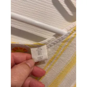 C&C California Women Yellow White Striped Tassel Trim Swim Cover Up Tunic Large thumbnail 3