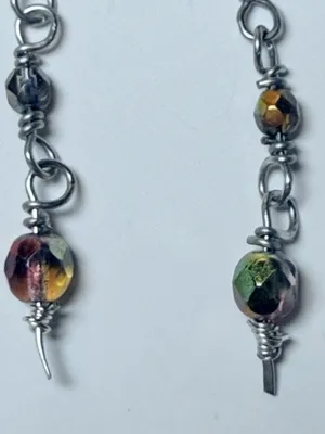 Silver Swirl Amber Colored Faceted Beaded Dangle Earrings thumbnail 2