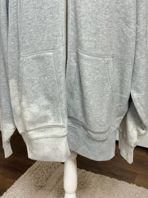 American Eagle “Smile More" distressed bleach wash full zip sweatshirt XL Tall thumbnail 3