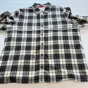LL Bean Plaid Sherpa‎ Fleece Lined Flannel Shirt Jacket Shacket Size LARGE thumbnail 7