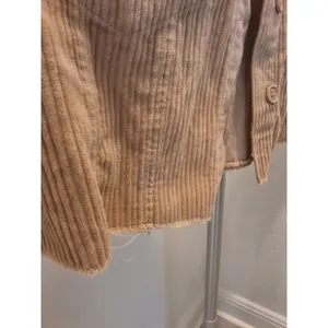 Forever 21 Soze M Womens Corduroy Ivory Crop Frayed Jacket Long Sleeve thumbnail 5