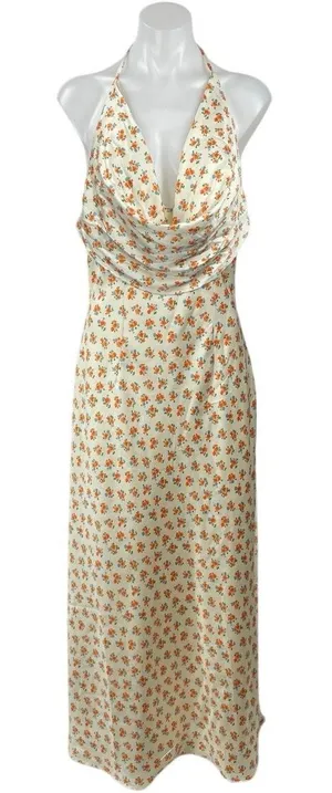 C/Meo Collective Molten Cream Ditsy Floral Cowl Halter Sleeveless Maxi Dress M thumbnail 1