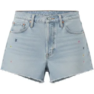 Levis 501 Original‎ High Rise Jean Shorts Light Wash Embroidered Flower 32 NEW thumbnail 1
