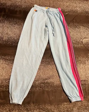 Womens small Aviator Nation 5-Stripe Sweatpants– Sky Blue thumbnail 1