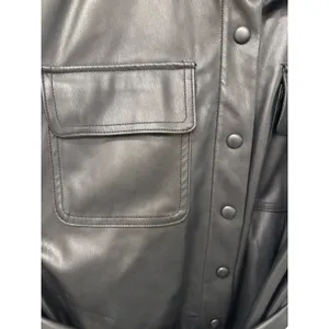 Abercrombie & Fitch Mini Dress Women's L Black Faux Leather Flap Pockets Belted thumbnail 4
