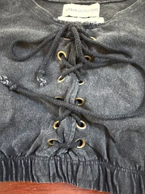 URBAN OUTFITTERS Black Washed Denim Lace Up Corset Tank Top Size Small thumbnail 3