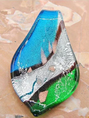 Blue Green Silver Fashion Glass Teardrop Pendant Jewelry Gifts Necklace Charm 2" thumbnail 1