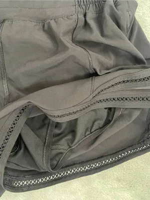 Lululemon Hotty Hot High Rise lined shorts 3.5” lace trim Black Athletic gym 0 thumbnail 8