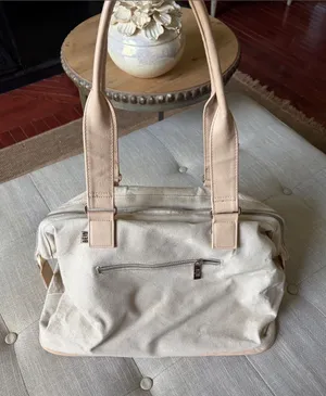BEIS Beige Canvas Weekender Carry-On Overnight Travel Tote Bag Read Description thumbnail 1