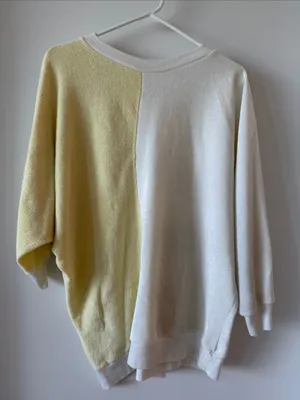 Butter Yellow + Cream Colorblock Terry Cloth Top thumbnail 1