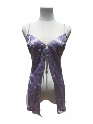 Victoria’s Secret Lavender 100% Silk Babydoll Chemise XS Sheer Polka Dot Y2K thumbnail 6