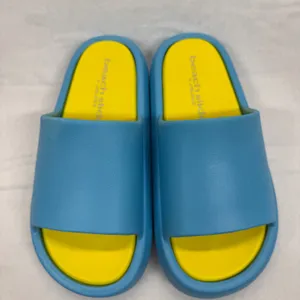 J/Slides Beach Slides Sandals Turquoise Yellow Squish Slides Size 7‎ thumbnail 3