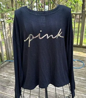 Pink VS Victoria Secret Black & Gold Sleep Tee Shirt​ thumbnail 1