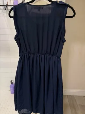 Ya Los Angeles Navy Sleeveless V-Neck Mini Dress with Gold Zipper Accents thumbnail 3