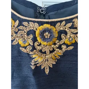 Prerana's Boutique Navy Blue Embroider‎ Asymmetric Tunic Top Dhoti Style SizeXS thumbnail 2