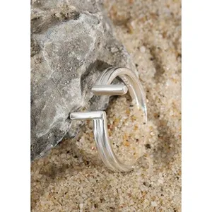 NEW Women's‎ Split Bar White Gold Plated S925 Band Ring Silver Adjustable thumbnail 6