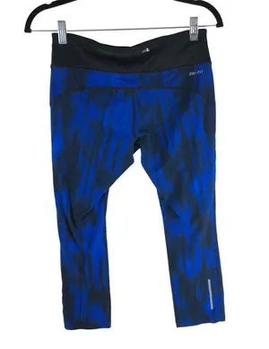 Nike Womens USATF Epic Run Crop Tights Hyper Cobalt Black Size S thumbnail 2