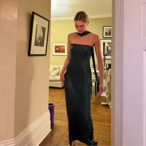 Reformation | NWT Oren 100% Silk Maxi Dress with Scarf in Forest Green | XL thumbnail 3