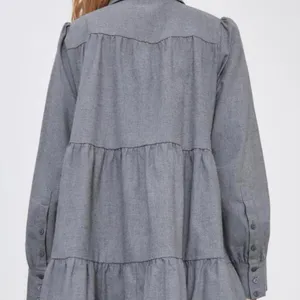 Zara tiered Mini Long Sleeve Cotton Dress Size Small thumbnail 5