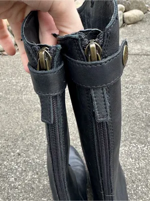Sam Edelman Penny Riding Boot Black Leather Round Toe Zipper Equestrian thumbnail 5