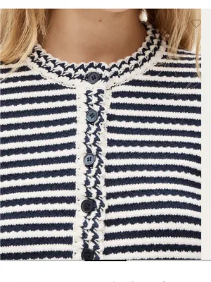 J.Crew Crochet short-sleeve cardigan in stripe thumbnail 2