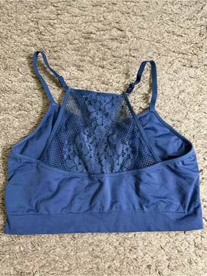Cacique Cornflower Blue Lace X Crossover Back Bralette - size 14/16 thumbnail 3