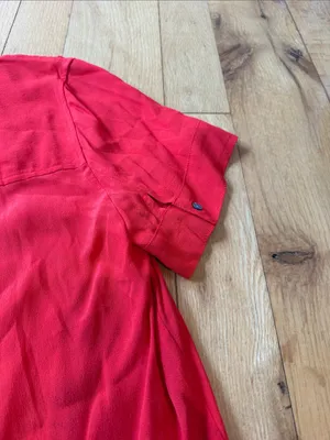 J. Crew Red V-Neck Short Sleeve Blouse Size Medium - C1-318 thumbnail 8