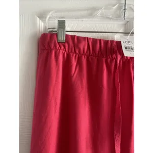 Loft Drawstring Midi Skirt Womens Size L Pink Casual Knit Cotton Blend New thumbnail 3