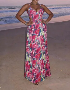 Women’s elegant floral maxi dress thumbnail 3